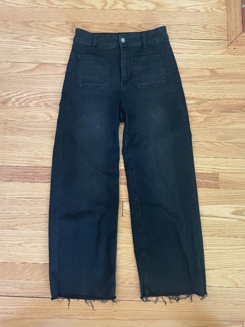 Oat New York High-Waisted Wide-Leg Jeans, Women's Size 6 / 28, black denim